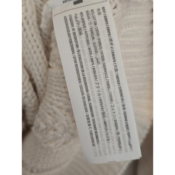 Abercrombie & Fitch Women’s Cable Knit V-Neck Button S Cardigan Sweater Ivory - Picture 4 of 5